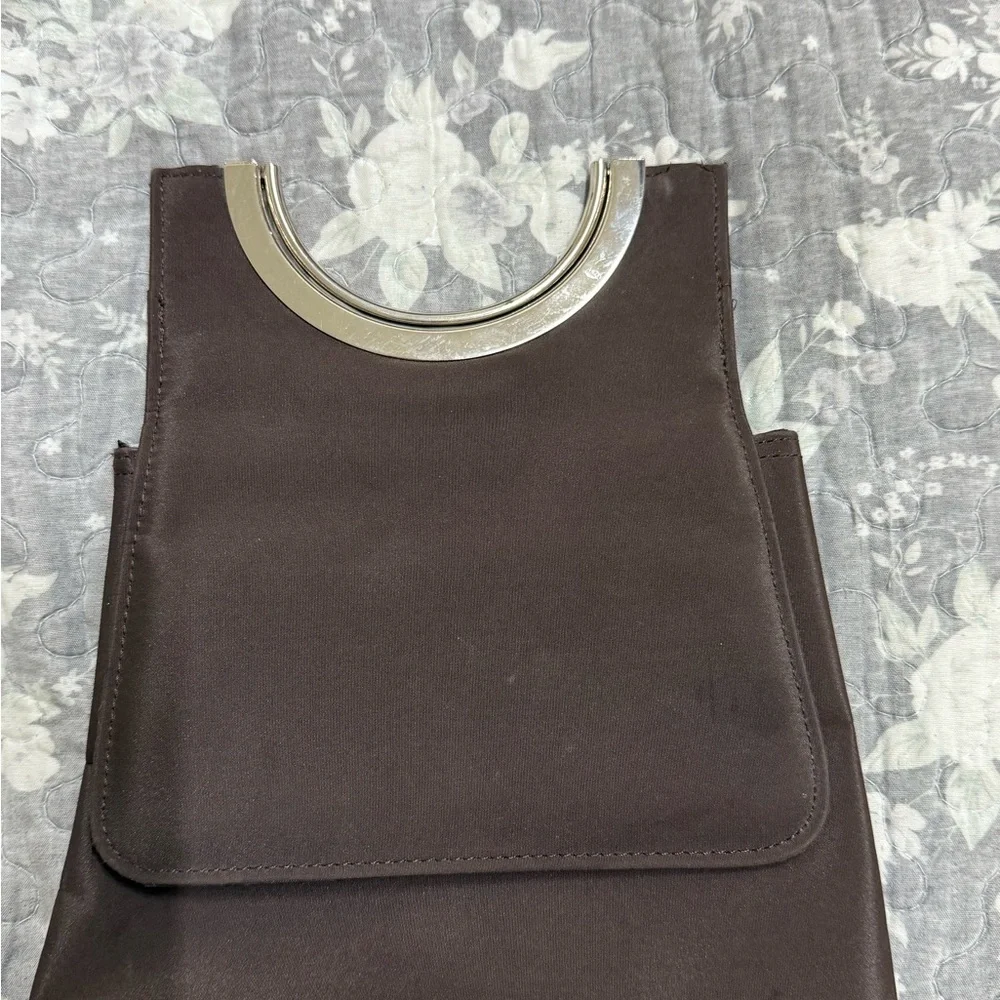 Elegant Brown Handbag with Silver Accents